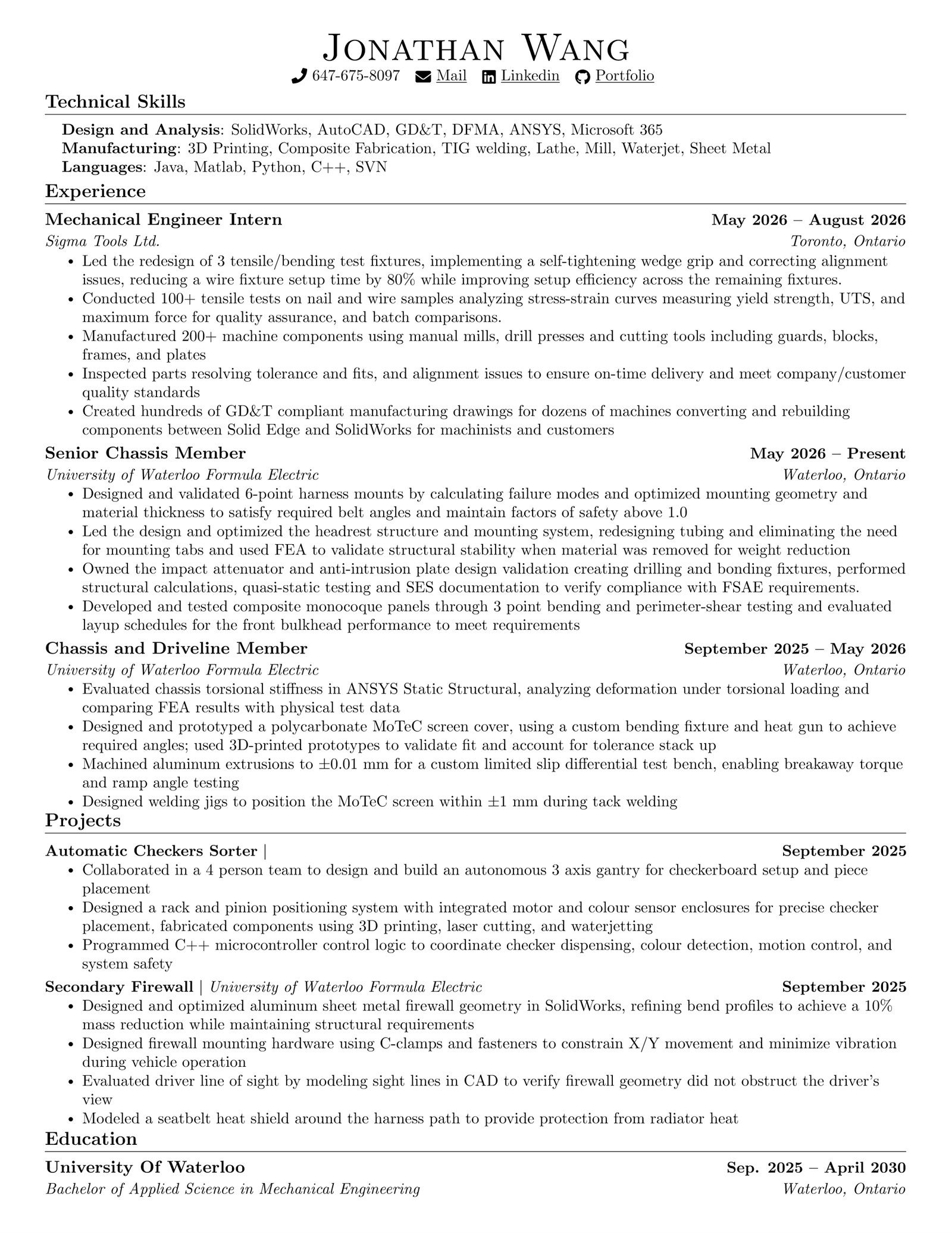 Jonathan Wang's resume